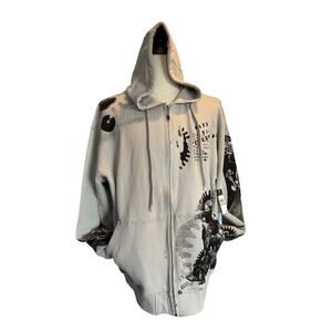 NWT ARTFUL DODGERFull Zip Hoodie Gray w/ Amazing Graphics 100% Cotton Zip XXXL